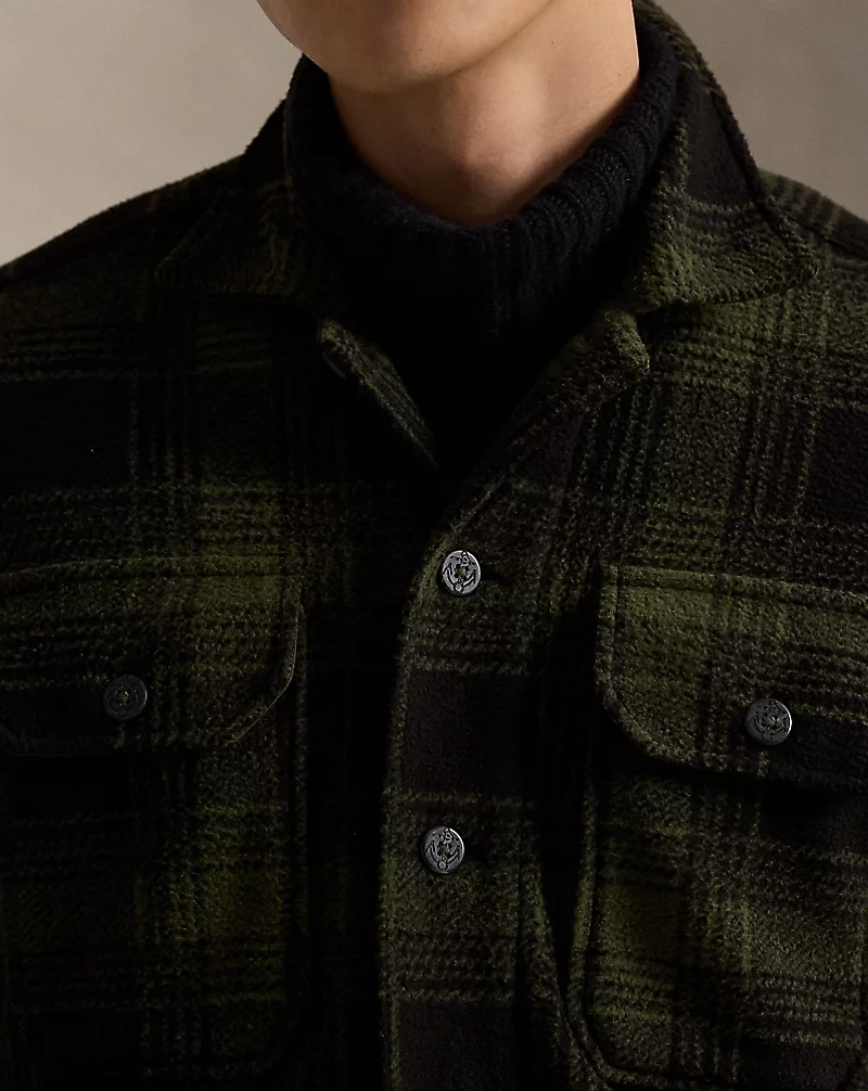 Plaid Pile Fleece Shirt Jacket