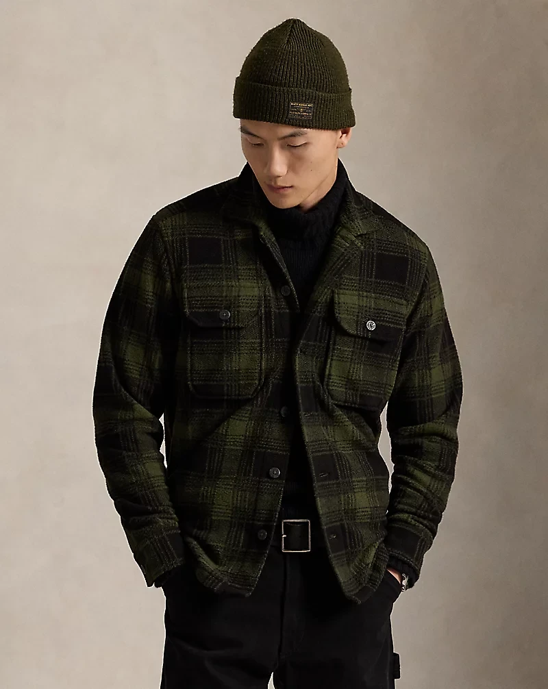 Plaid Pile Fleece Shirt Jacket