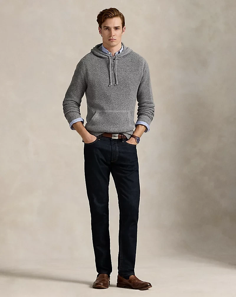 Textured Wool-Cotton Hooded Sweater