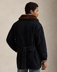 Shearling-Collar Corduroy Ranch Coat