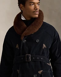 Shearling-Collar Corduroy Ranch Coat