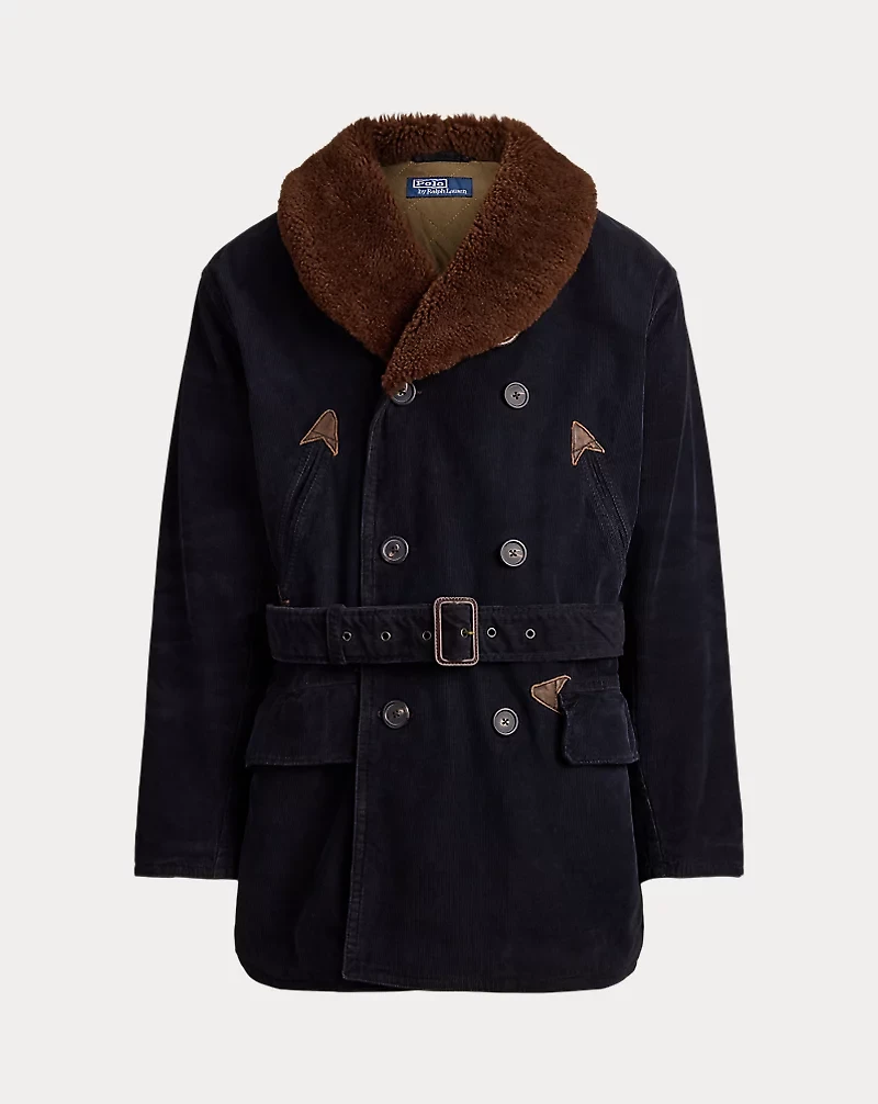 Shearling-Collar Corduroy Ranch Coat