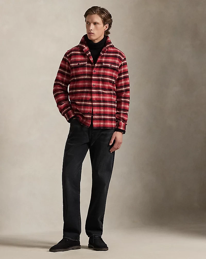 Classic Fit Plaid Flannel Camp Shirt