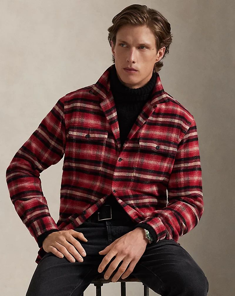 Classic Fit Plaid Flannel Camp Shirt