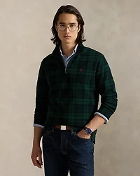 Plaid Estate-Rib Quarter-Zip Pullover