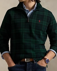 Plaid Estate-Rib Quarter-Zip Pullover