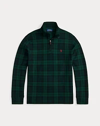 Plaid Estate-Rib Quarter-Zip Pullover