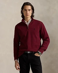 Checked Estate-Rib Quarter-Zip Pullover