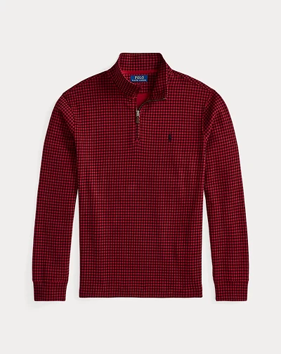 Checked Estate-Rib Quarter-Zip Pullover