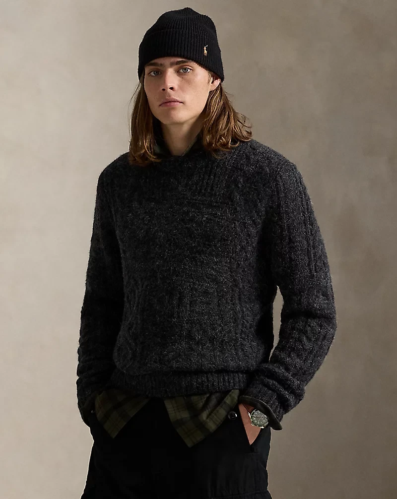 Aran-Knit Flag Wool-Blend Sweater