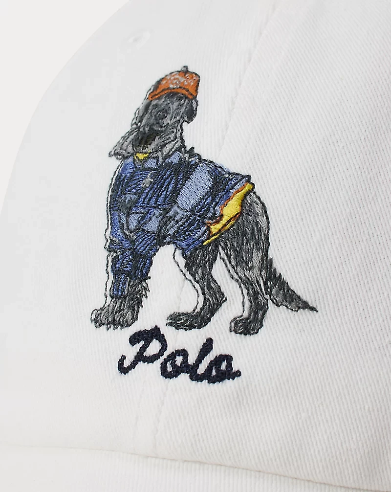 Dog-Embroidered Twill Ball Cap