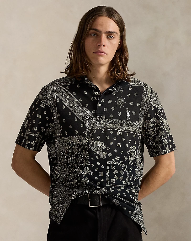 Classic Fit Bandanna Mesh Polo Shirt