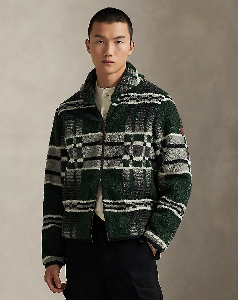 Geometric-Print Pile Fleece Jacket