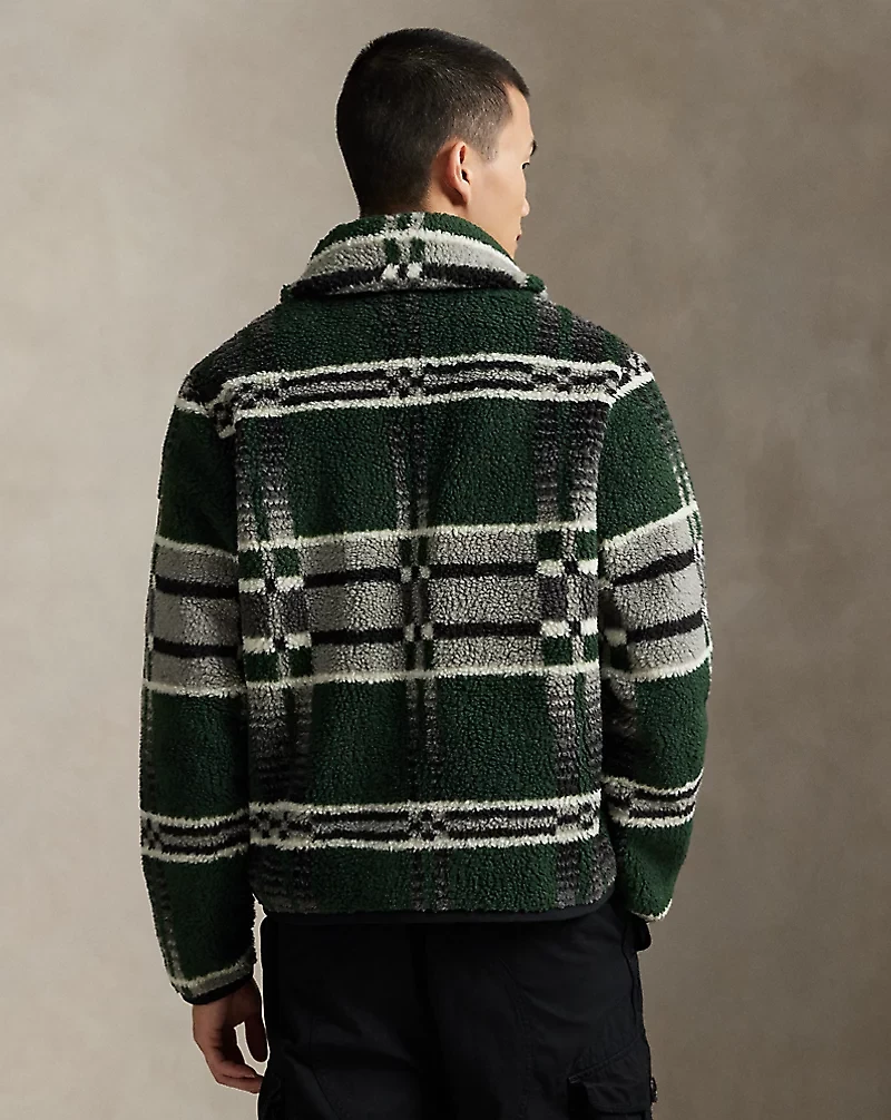 Geometric-Print Pile Fleece Jacket