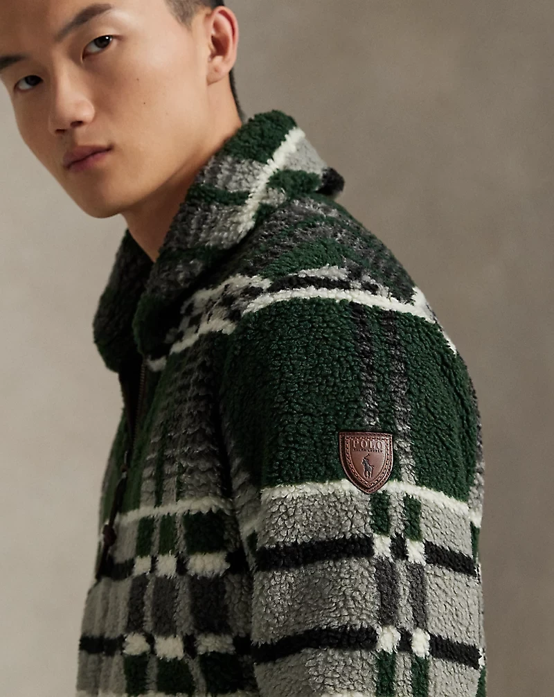 Geometric-Print Pile Fleece Jacket