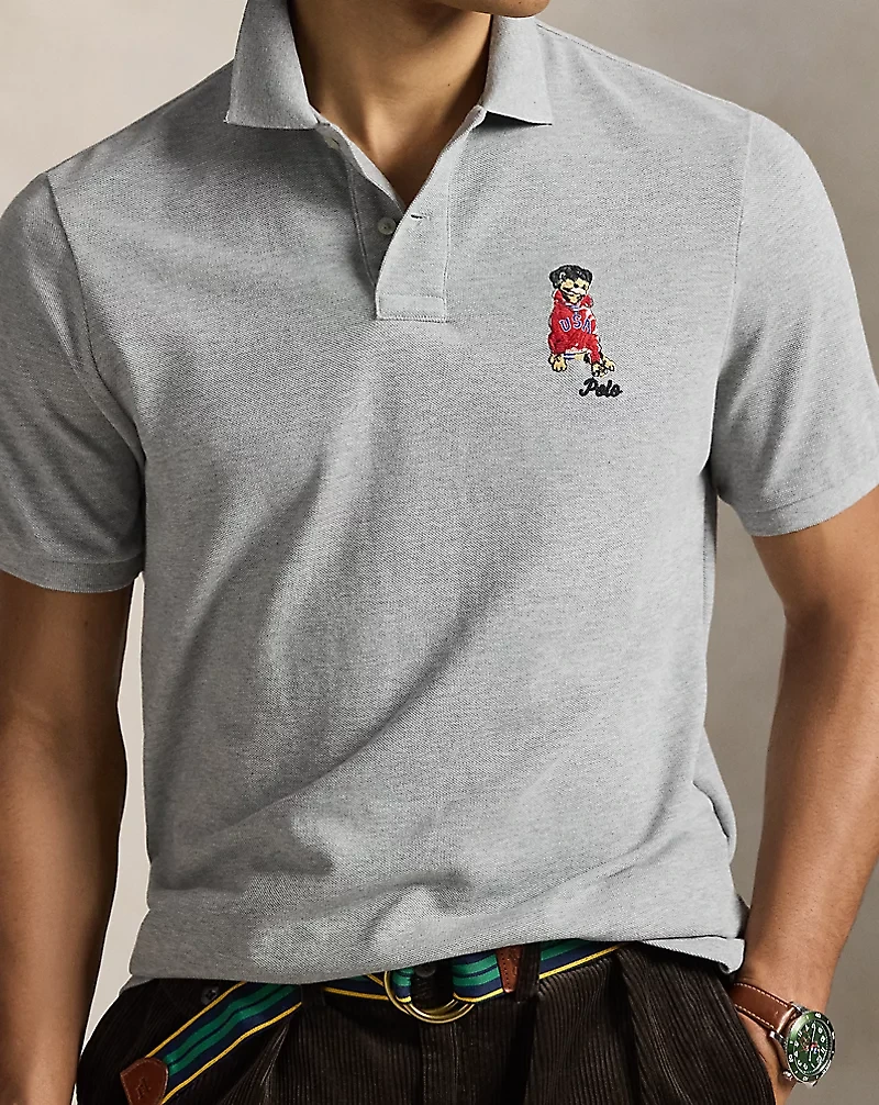 Classic Fit Dog-Embroidered Polo Shirt