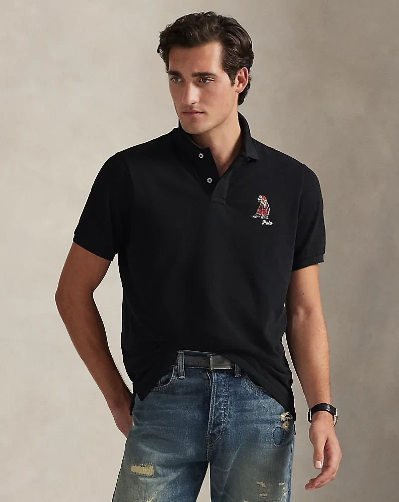 Classic Fit Dog-Embroidered Polo Shirt