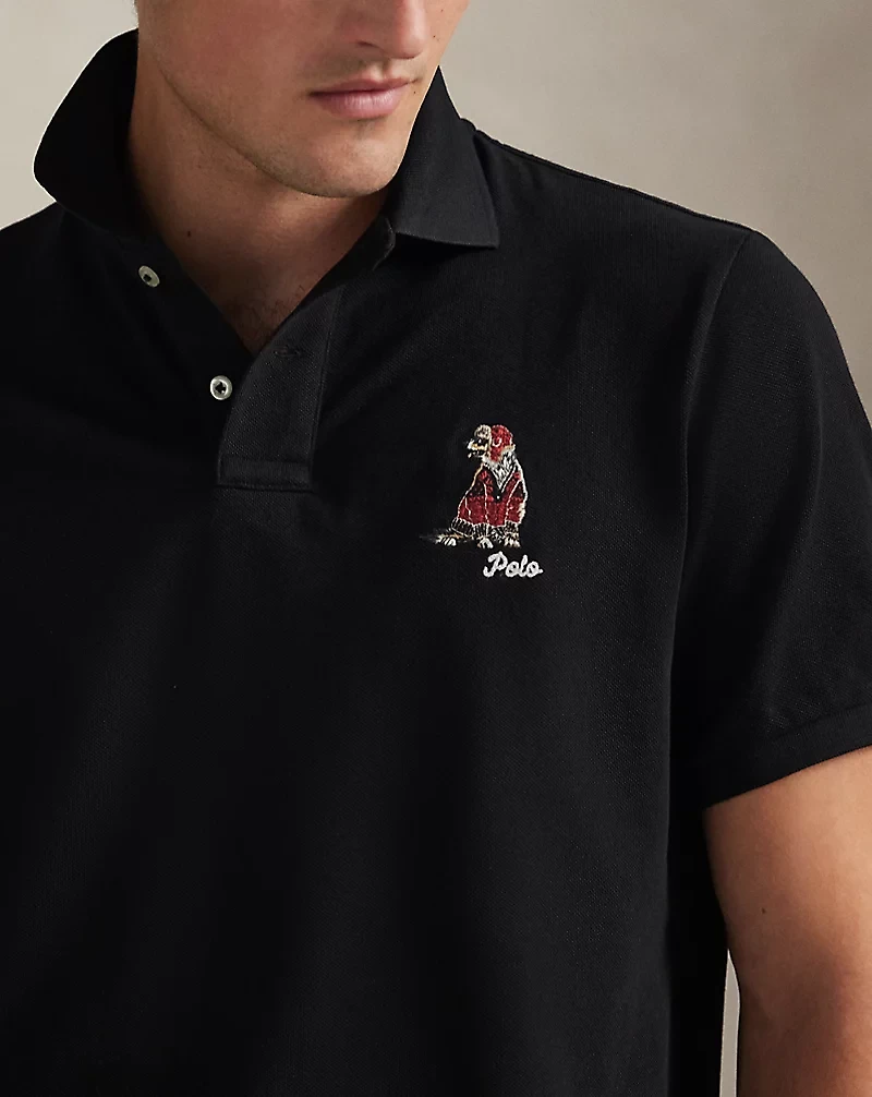 Classic Fit Dog-Embroidered Polo Shirt