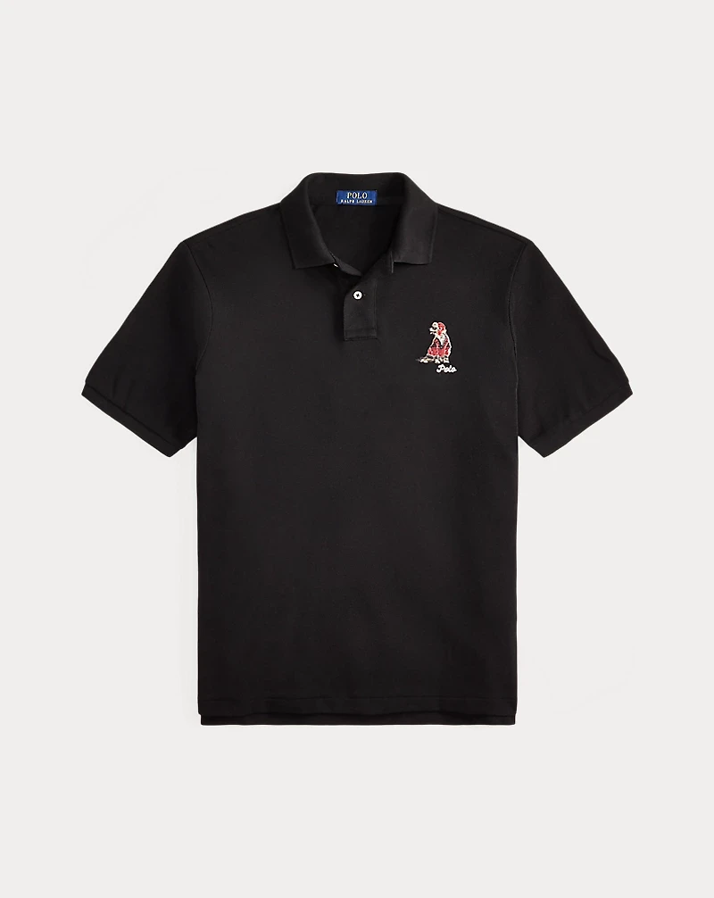 Classic Fit Dog-Embroidered Polo Shirt