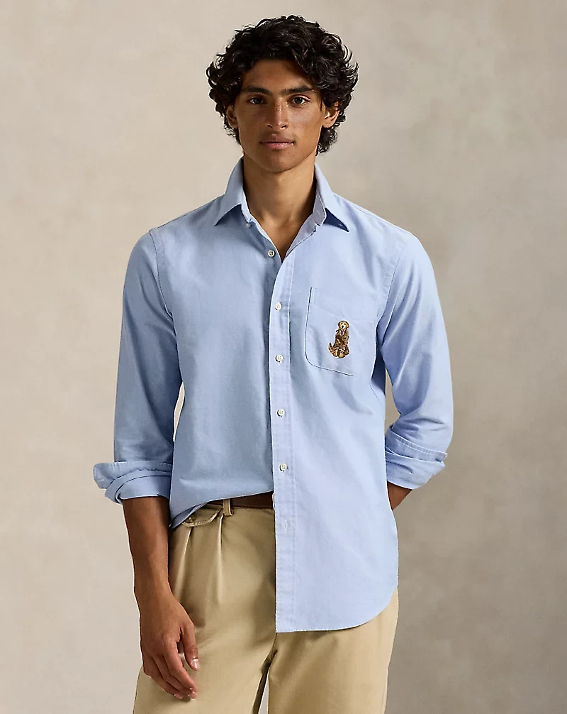 Classic Fit Dog-Embroidered Oxford Shirt