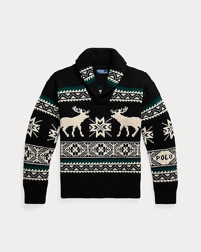 Wool-Blend Elk-Graphic Sweater