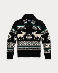 Wool-Blend Elk-Graphic Sweater