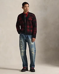 Buffalo Check Moose-Graphic Cardigan