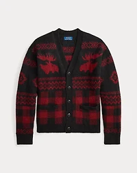 Buffalo Check Moose-Graphic Cardigan