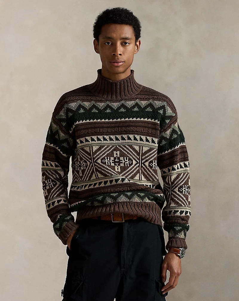 Geometric Cotton-Blend Sweater