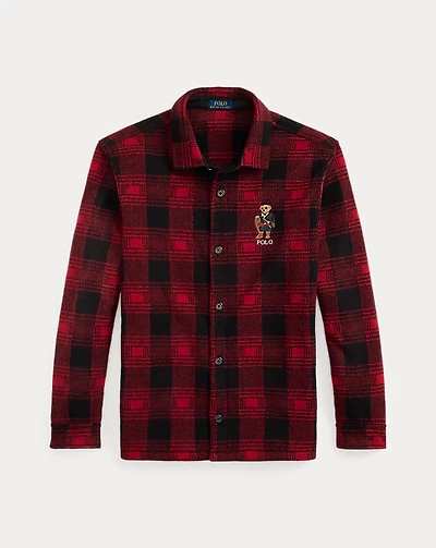 Polo Bear Plaid Fleece Shirt Jacket