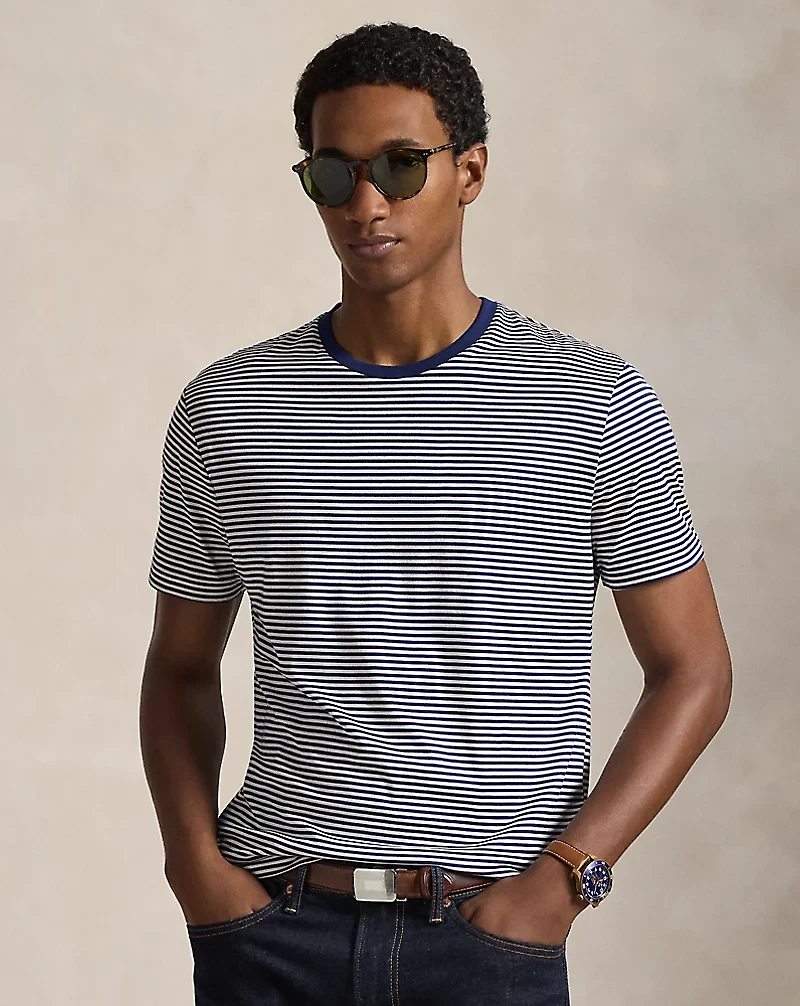 Standard Fit Striped Lisle T-Shirt