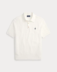Cable-Knit Cotton Polo-Collar Sweater