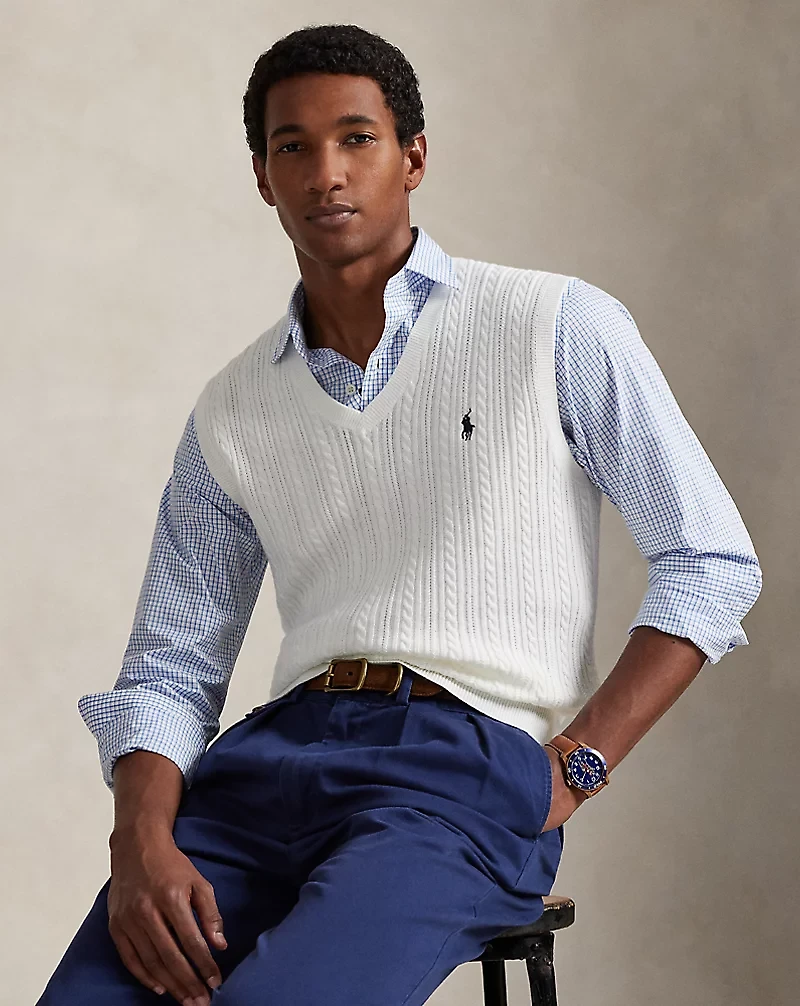 Cable-Knit Cotton Sweater Vest