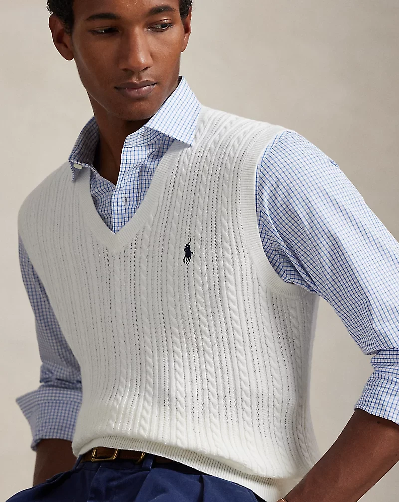 Cable-Knit Cotton Sweater Vest
