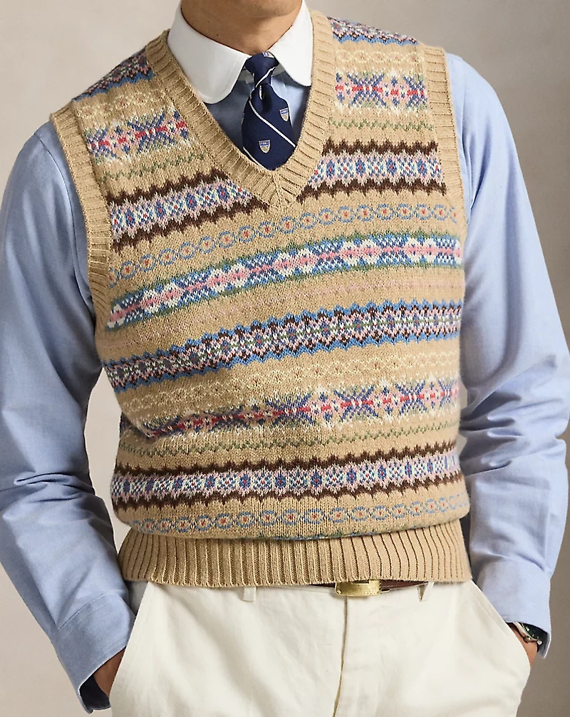 Fair Isle Cotton-Wool Sweater Vest