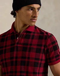 Classic Fit Plaid Mesh Polo Shirt