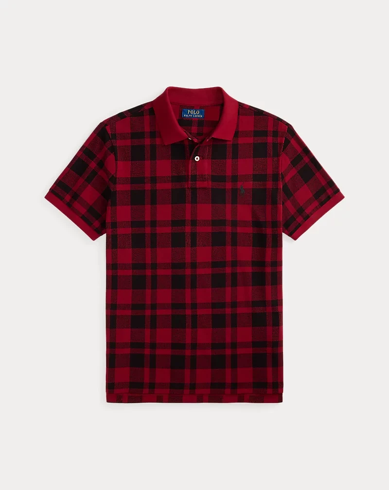 Classic Fit Plaid Mesh Polo Shirt