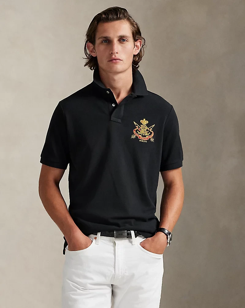 Classic Fit Crest Mesh Polo Shirt