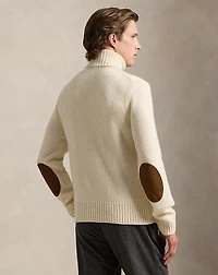 Suede-Patch Wool-Cashmere Sweater