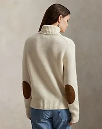 Suede-Patch Wool-Cashmere Sweater