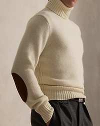 Suede-Patch Wool-Cashmere Sweater
