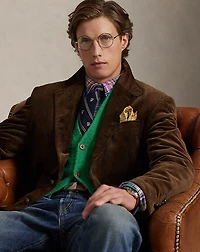 Suede-Patch Wool-Blend Cardigan
