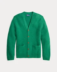 Suede-Patch Wool-Blend Cardigan