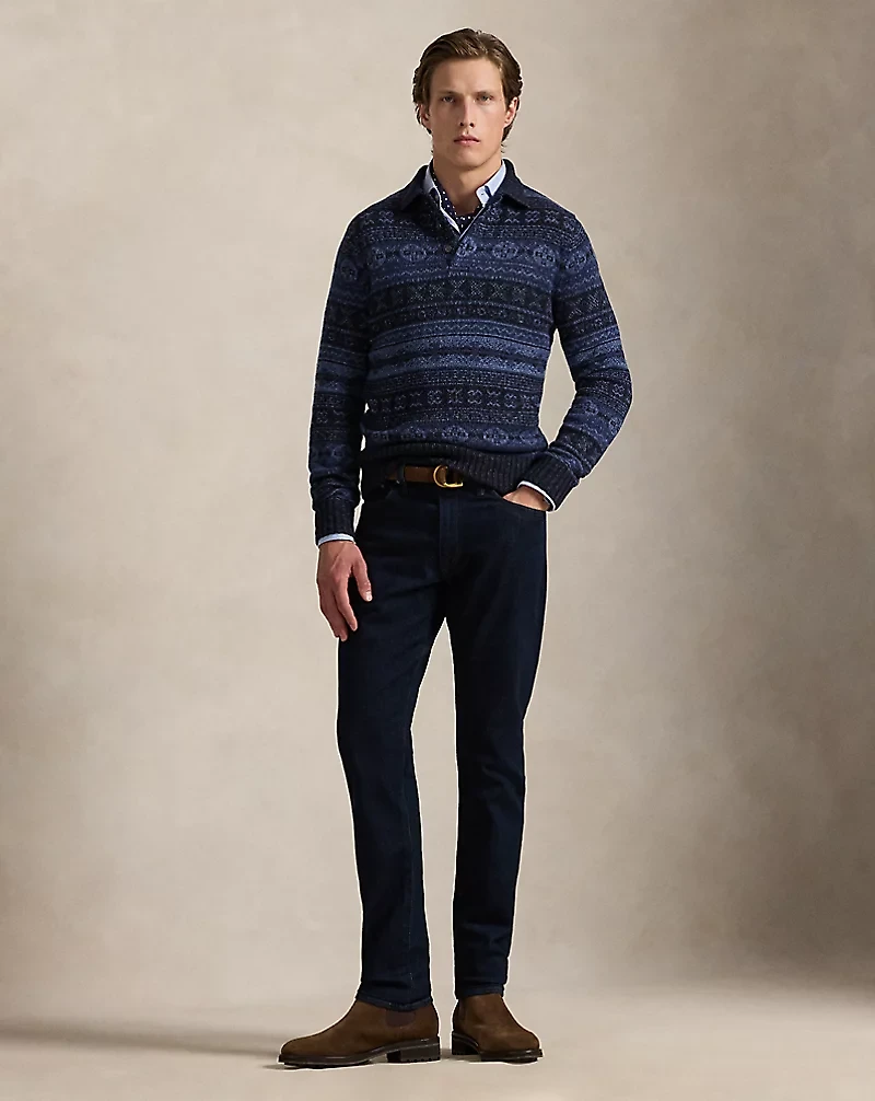 Fair Isle Polo-Collar Sweater