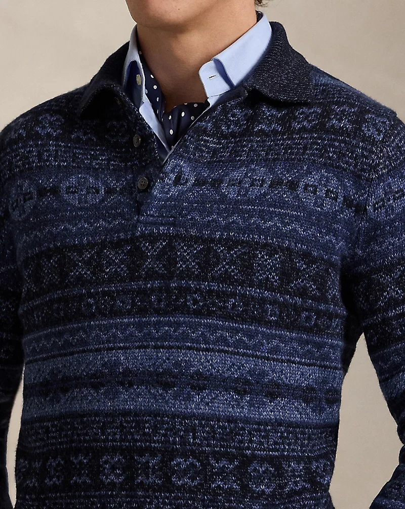 Fair Isle Polo-Collar Sweater