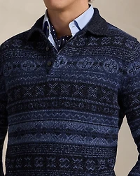 Fair Isle Polo-Collar Sweater