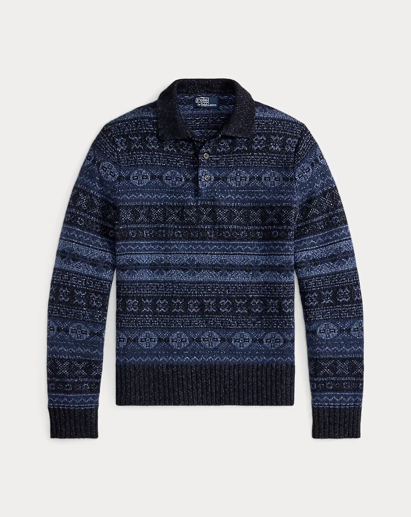 Fair Isle Polo-Collar Sweater