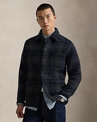 Plaid Boiled Wool Cardigan