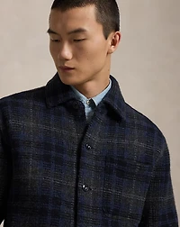 Plaid Boiled Wool Cardigan