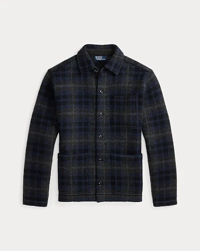 Plaid Boiled Wool Cardigan